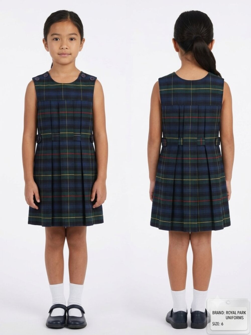 ROYAL PARK BRAND Girl's Green/Blue Plaid Christian Jumper Uniform - 6